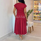 Women Elegant Slim Fit Rhinestone Rhinestone Ornament Sleeveless Dress PLAYA