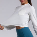 Camiseta deportiva de otoño e invierno para mujer, ropa de yoga para mujer, top deportivo ajustado de cuello redondo y manga larga