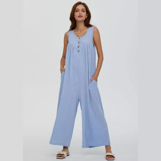 Autumn Winter Women Fresh Casual Women Pocket Jumpsuit