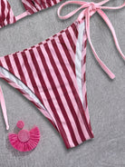 Women Striped Printed Bikini Halter Strap Sexy Split Bikini Seaside Swimwear WithWind