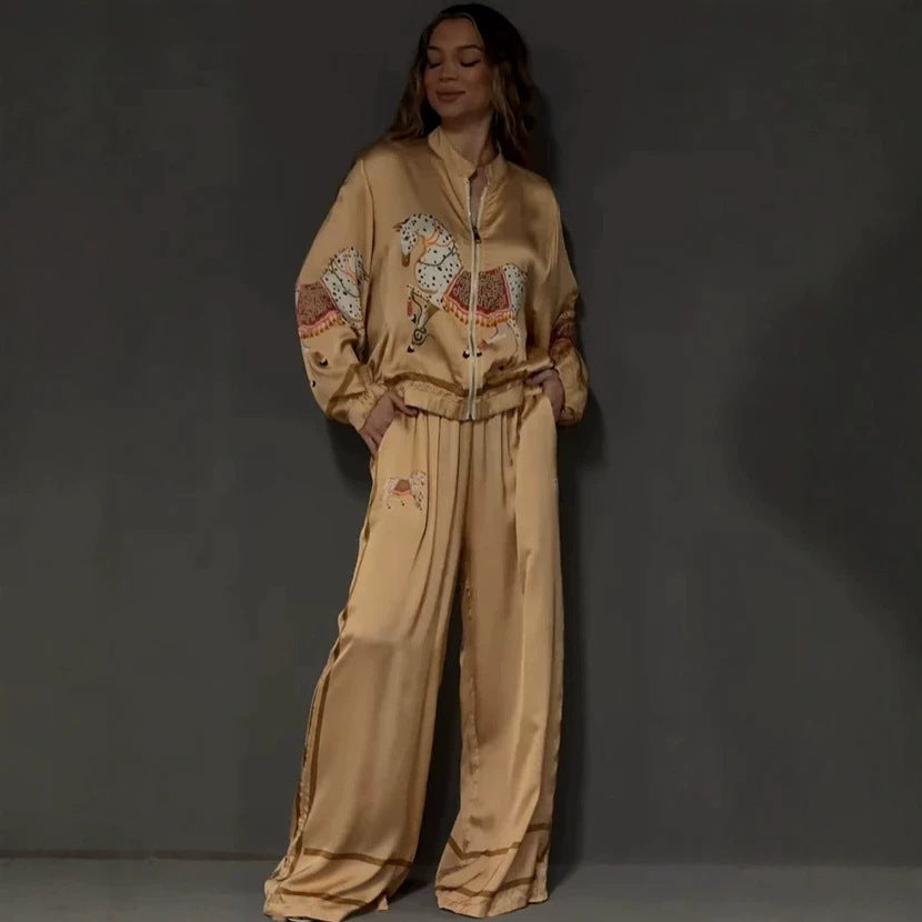 Summer Sexy Print Coat Two Piece Sets Pants Babeloon