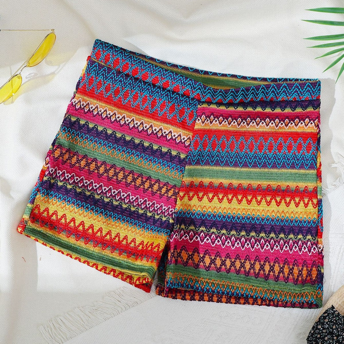 Bañador tipo bóxer para mujer, bikini sexy de punto de color, pantalones cortos de playa