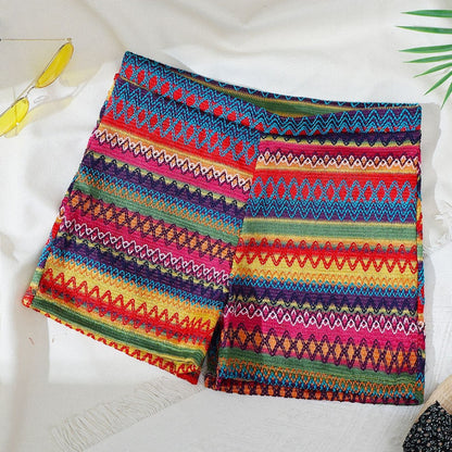 Bañador tipo bóxer para mujer, bikini sexy de punto de color, pantalones cortos de playa