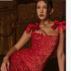Vestido tubo con aberturas y bordado de encaje de alta gama para primavera y verano