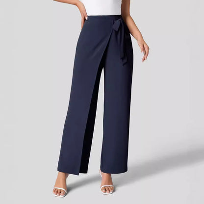 Workwear Women Work Pant Casual Texture Wide Leg Professional Trousers Belt Pants