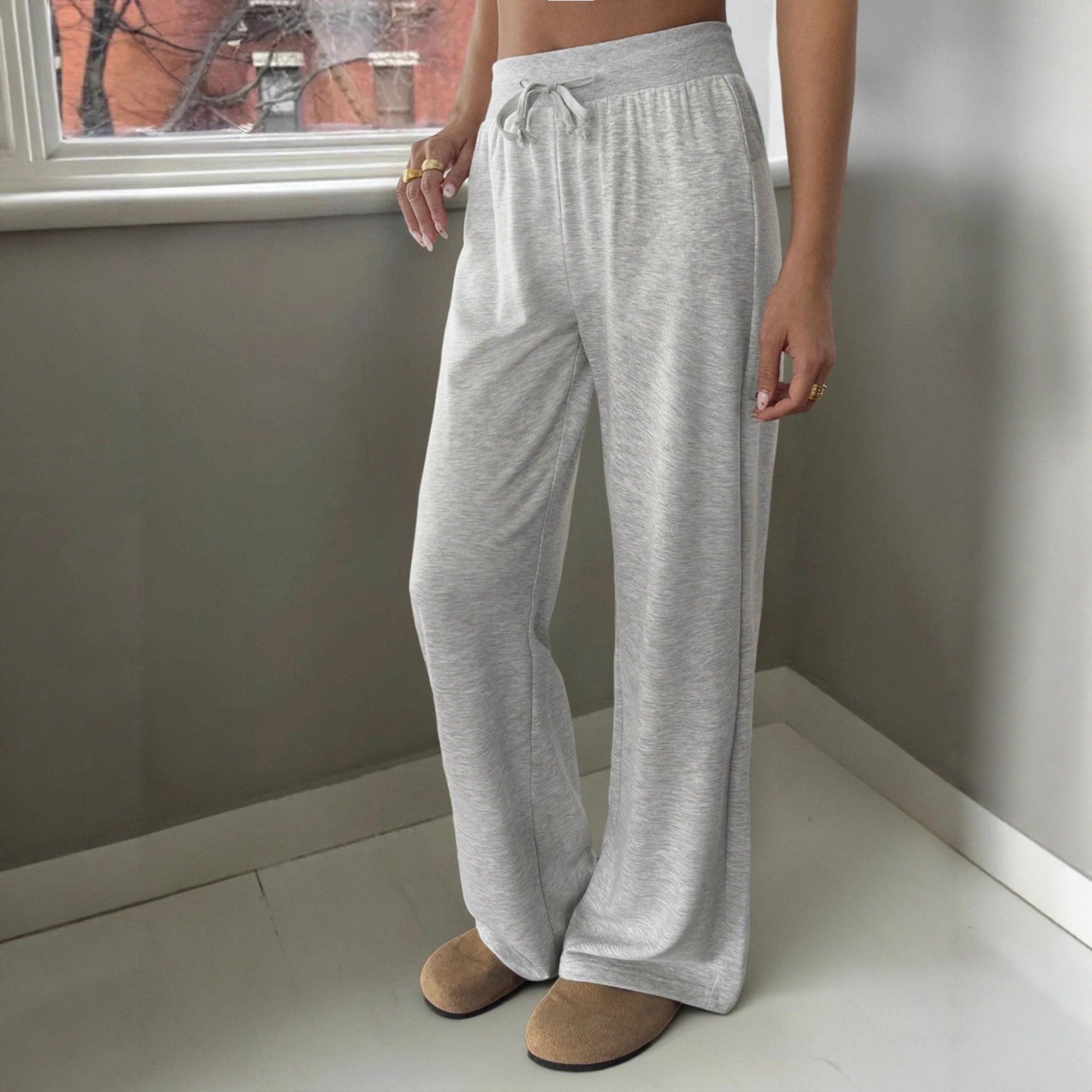 Sexy Solid Color Drawstring Trousers Pants Women Clothing Spring Summer Zoyun