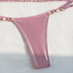Split Swimsuit Women Sexy Backless Ornament Lace up Bikini Triangle Bag Bikini Chimie