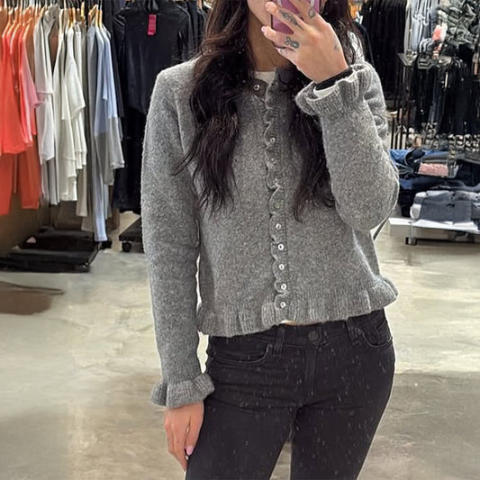 Casual Vacation Solid Color Wool Button Long Sleeved Top Sweaters Women Clothing Autumn Winter