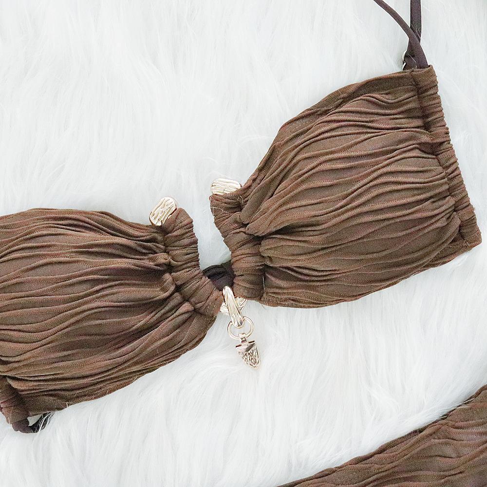 Women Swimsuit Bikini Sexy Special Texture Fabric Bikini Women Split Swimsuit Bazzi