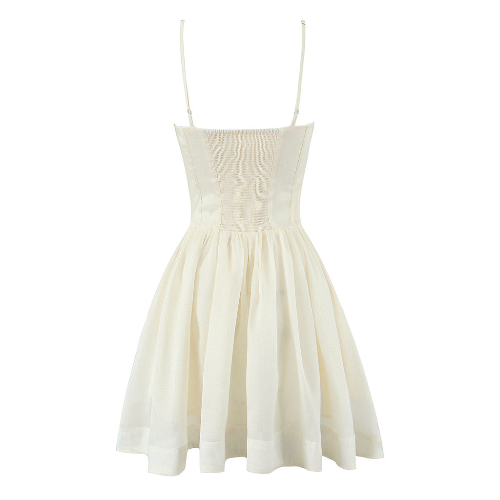 Bow Sling Dress Women Sexy Fairy Temperamental Waist Slimming Vacation Dress HNC