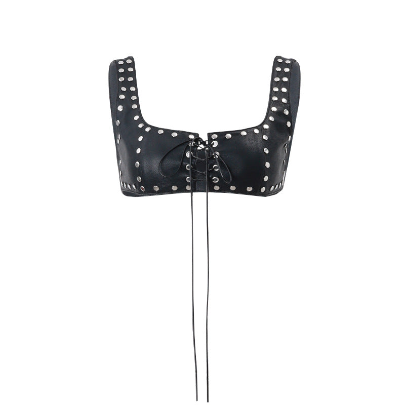Gilet court sexy en similicuir Autumn Street pour femme
