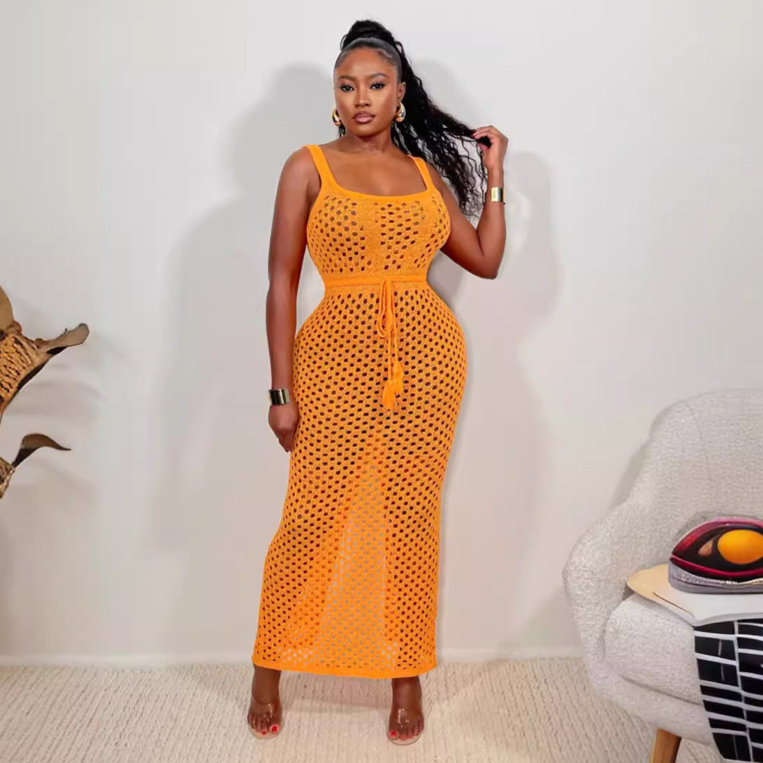 Summer Women Clothing Lace Mesh Vest Top Hip Knitwear Beach Maxi Dress MSTYLE