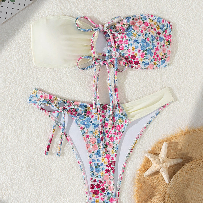 Sexy Lacing Bikini Small Floral Swimsuit Flying Bikini Chimie