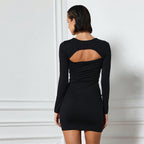 Vestido elegante francés para mujer, otoño-invierno, cintura alta, corte A, ajustado, adelgazante.
