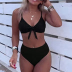 Ladies Two Piece High Waist Swimsuit Bow Bikini OLam