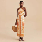 Summer White Halter Lace up Strapless Sexy Sleeveless Dress XUYUN