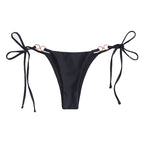Solid Color Lace up Three Point Sexy Split Bikini Brazilian Beach Triangle Swimming Trunks Swimsuit