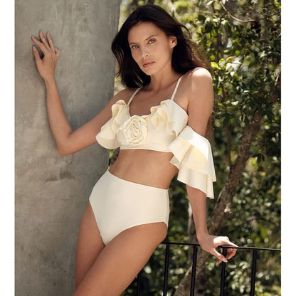 Traje de baño retro de tres piezas con bikini de primavera dividido