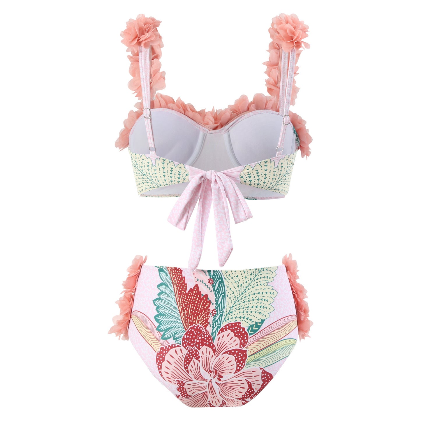 Three Piece Set Swimsuit Customized Printed Steel Bracket Push up Petals Gauze Skirt Swimsuit Women