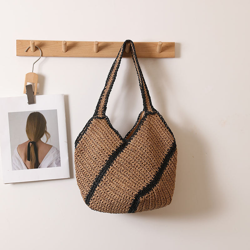 One-Shoulder Diagonal Stripes