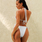 Traje de baño separado para mujer, sin espalda, para playa, verano, sexy, bikini de color sólido para mujer