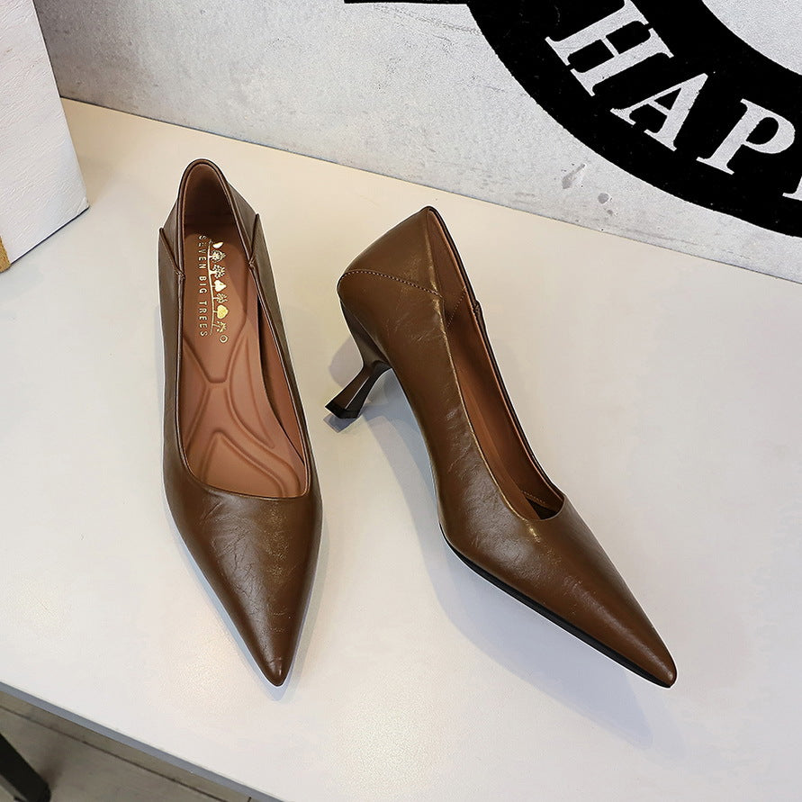 French Work Comfortable All Match Office Work Pointed High Heels Women Stiletto Heel Non Wear Feet Classy Shoes ForestFootwear