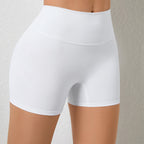 Short de yoga taille haute élastique pour femme, effet pêche, taille haute, idéal pour la course et le sport. Short moulant sans coutures.