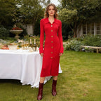 Fashionable Lady Base Knitted Dress Women Autumn Slim Fit Slimming Hip Knitwear Maxi Dress Sailfish