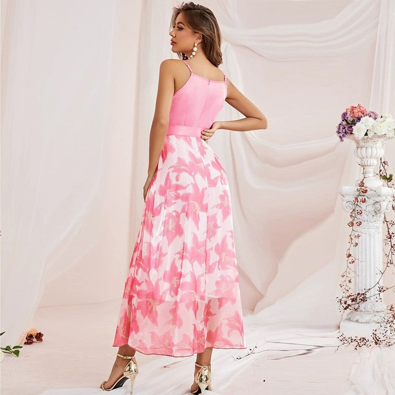 Women Summer Party Gathering High Waist Sling Tied Dress Dress MIYA