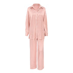 Pyjama ample et décontracté pour femme, pantalon à manches longues, cardigan, collection automne