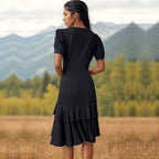 Summer Women Clothing Solid Color Irregular Asymmetric Slim Fit Dress HUNDRED