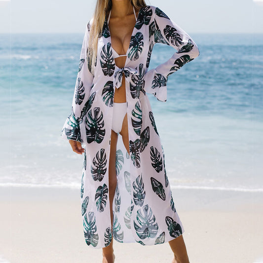 Bikini Swimwear Sexy Print Long Anti Cover up Swimsuit Bikini