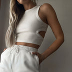 Women Clothing Basic Vest Women Clothing Slim Short Hollow Out Cutout Vest for Women SMUJI