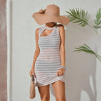 Beach Dress Women Solid Color Sexy Knitted Beach Bikini Swimsuit Blouse Sun Protective Clothing Mangar