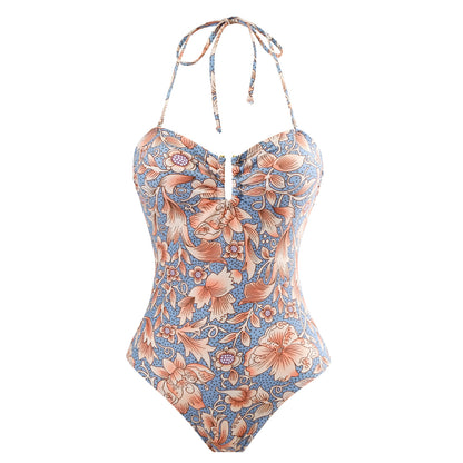 Traje de baño de una pieza para mujer, sexy, retro, con estampado, que cubre el vientre, adelgazante, para vacaciones