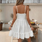 Solid Color Sexy Cutout Strap Beach Cover up Bikini Swimsuit Beach Dress for Women Mangar