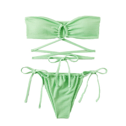Swimwear Solid Color Backless Sexy Swimsuit Hollowed out High Waist Bikini