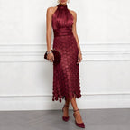 Spring Summer Satin Stitching Sleeveless Dress Vacation Casual Dress Oyrina
