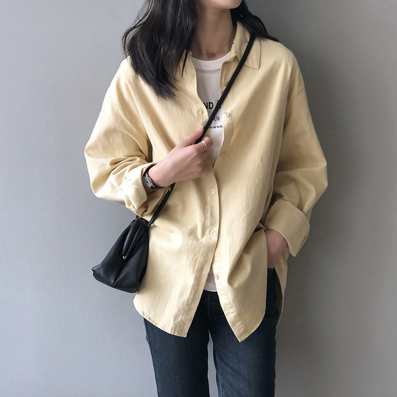 Camisa sencilla y elegante para mujer, camisa informal holgada de primavera