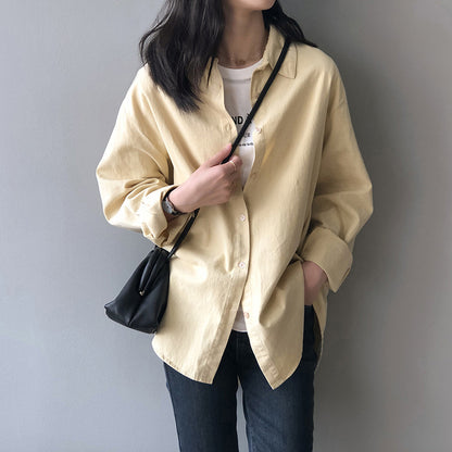 Camisa sencilla y elegante para mujer, camisa informal holgada de primavera