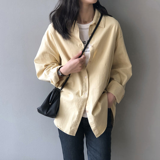Chemise simple et élégante pour femme, style printemps, ample et décontractée