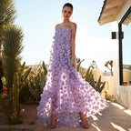 Fresh Sweet Floral Vacation Tube Top Dress Summer Elegant Dress Women Sailfish
