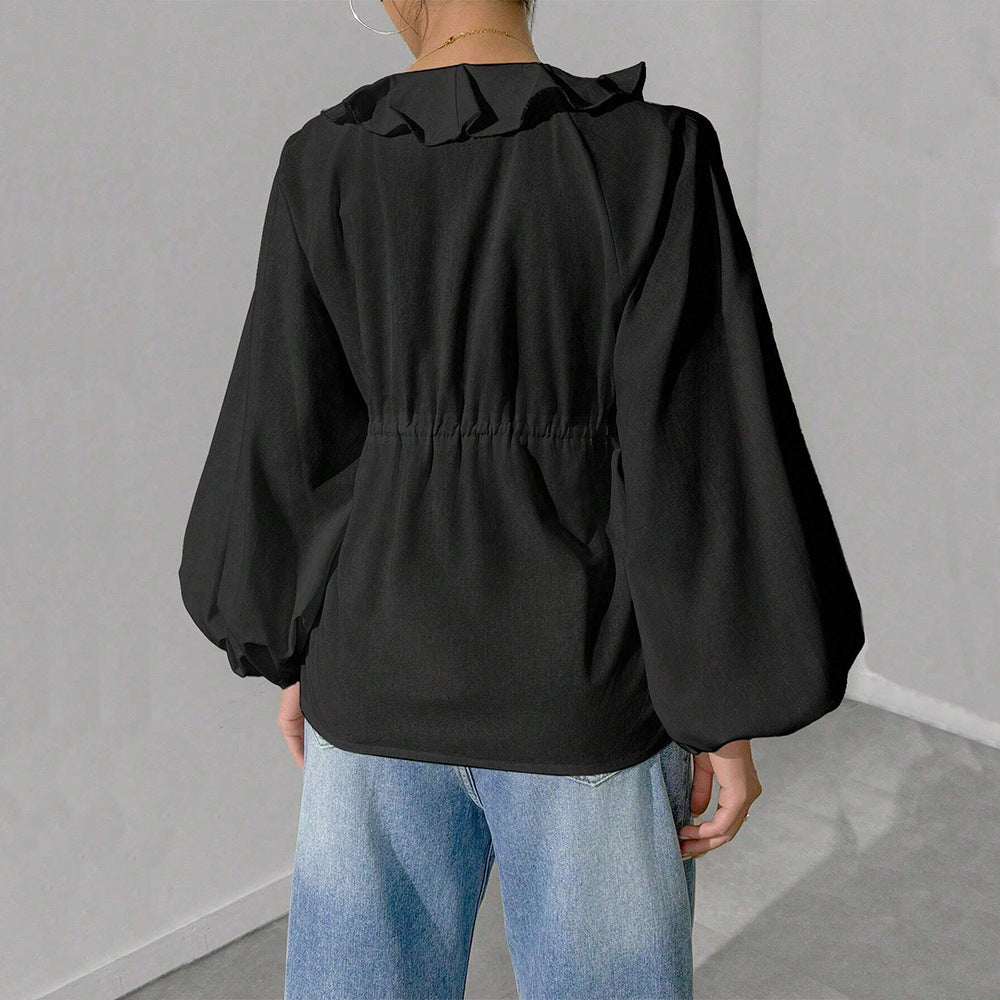 Camiseta sencilla e intelectual para mujer, cárdigan holgado con mangas murciélago y vuelo grande para otoño e invierno