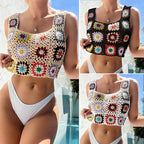 Hand Hook Floral Block Knitted Sling Lady Sexy Seaside Swimwear Vacation Bikini Small Sling Crochet hook Tidee