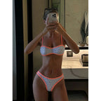 Conjunto de bikini de dos piezas con tirantes estampados para mujer, traje de baño de playa para mujer, traje de baño de primavera
