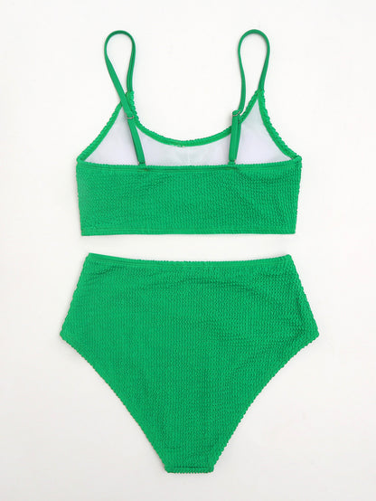 Bikini de color sólido de tela de serpiente de cintura alta sexy bikini traje de baño traje de baño mujeres