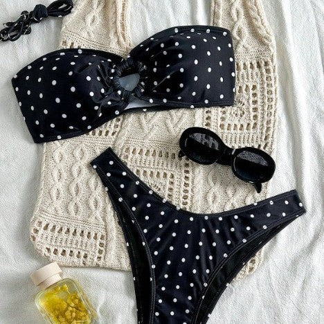 Bandeau Print Split Swimsuit Women Summer Beach Bikini Set OLam