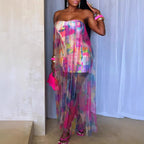 Women Sexy See through Stretch Mesh Stitching Hip Slim Fit Dress
