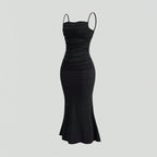Milk Silk Pleated Waist Tight Party Slimming Covering Sheath Cami Dress Yiskiss