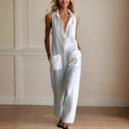 Women Clothing Casual Loose Sleeveless Single Breasted Wide Leg Pants Outdoor Cargo Overalls Venly
